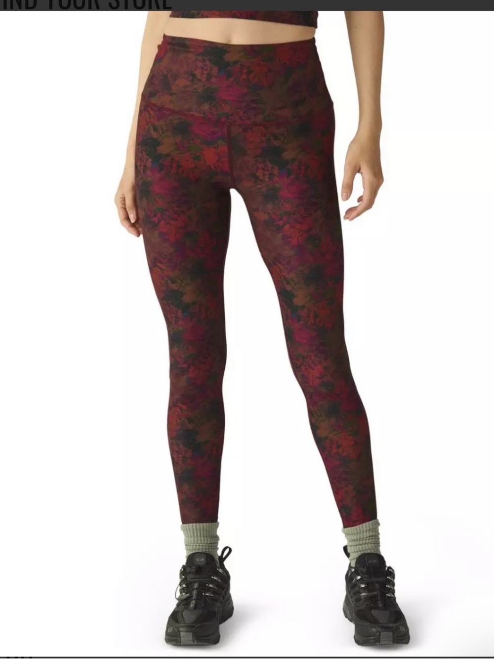 Beyond Yoga Spacedye Caught in the Midi Printed Leggings Red Black Print - Picture 2 of 9